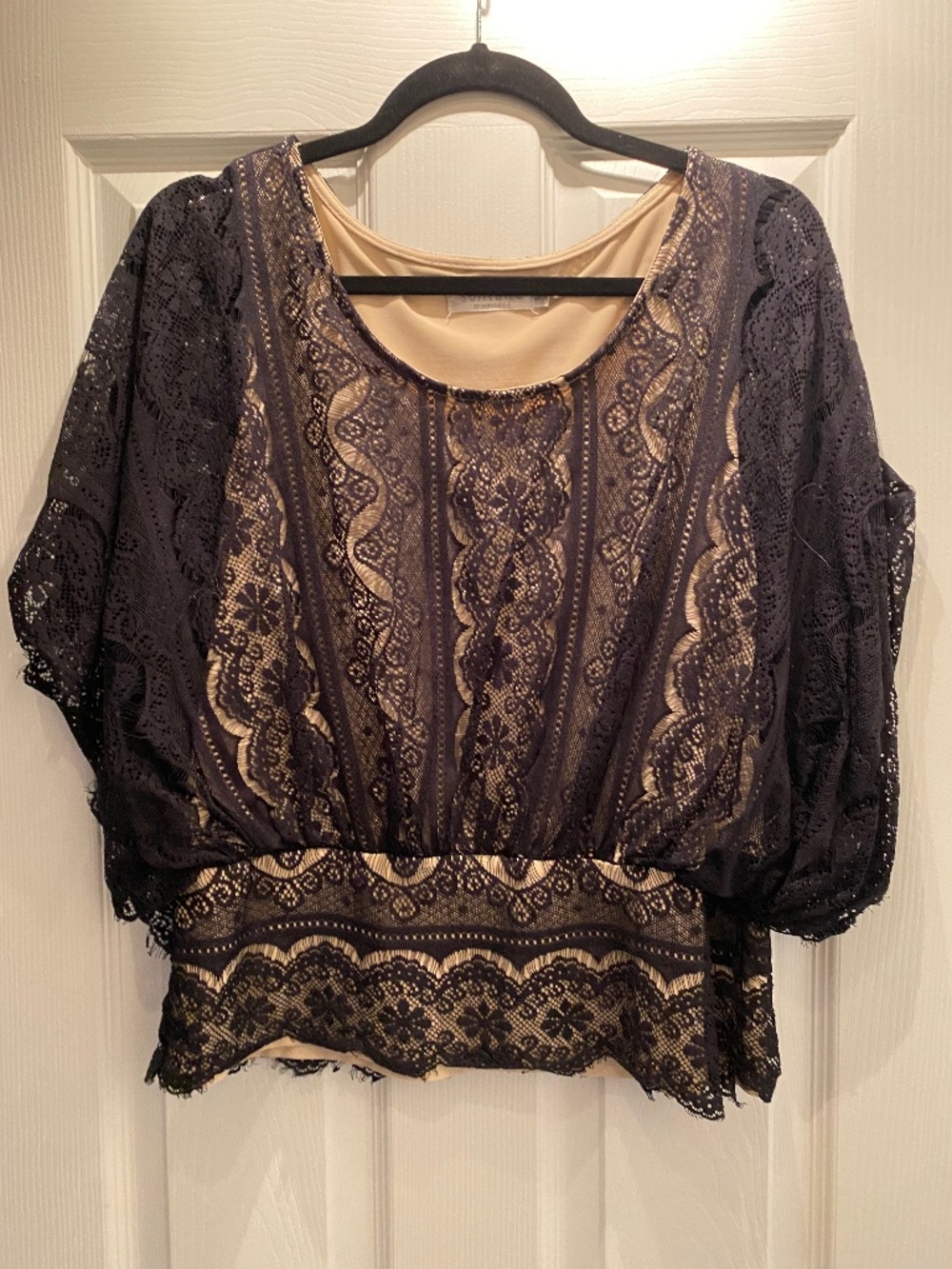 Layered Black & Tan Blouse